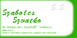 szabolcs szvatko business card